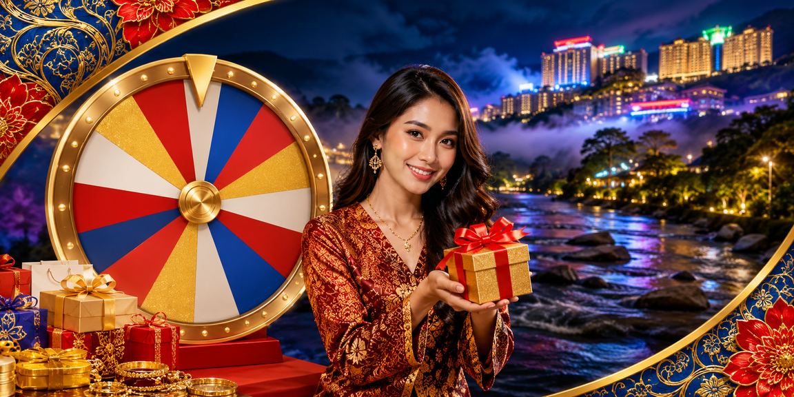 Suasana permainan meja di Genting Highlands dengan motif batik Malaysia