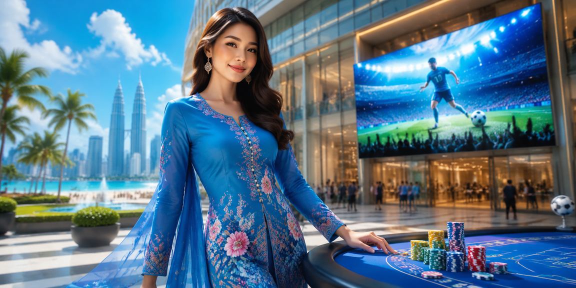 Pengguna Malaysia menikmati pertaruhan bola sepak ea888 dengan pakaian baju kurung di Kuala Lumpur
